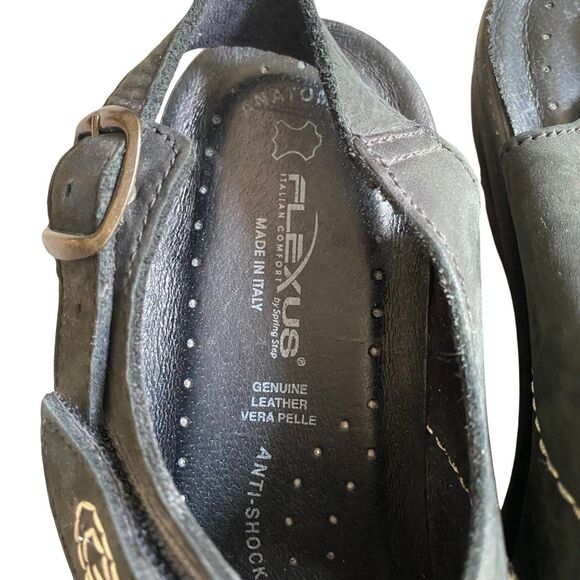 Flexus Sandals Women Sz 8 Black Slingback Anti Shock Double Strap Made Italy - Picture 7 of 8